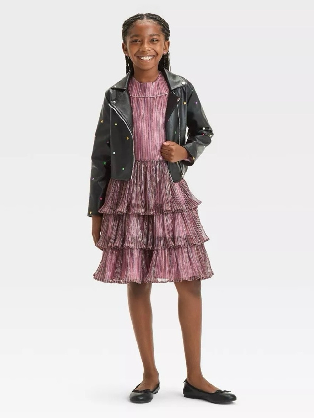 FAO Schwartz Girls' Pink Tiered Ruffle Dress and Matching Jacket